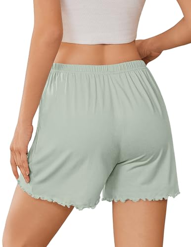 Image of Ekouaer 2 Pack Womens Pajama Shorts 2026 Summer Casual Lounge Sleep Short Ruffle Soft Comfy Pj Bottoms with Pockets
