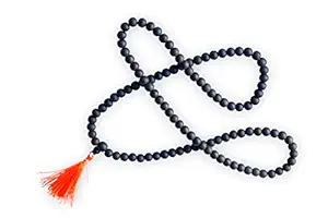 KC PRODUCTS Karungali Kattai Religious Japa Mala Malai with Tread Tassel | Karungali Kattai Mala | Ebony Wood mala | Ebony Wood Natural Unpolished 108+1 Beads Mala for Meditation Pooja Chanting Wearing Prayer Beads [ 6 mm ]