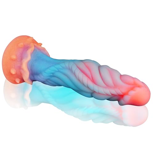 Fantasy Alien Dildo Dragon Dildo for Men, 9.1“ Soft Monster Dildos with Raised Texture, Silicone Horse Animal Penis with Suction Cup, Glow in The Dark Dog Knot Dildos Luminous Adult Toys for Women