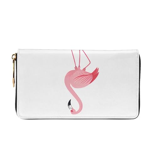 (Flamingo) Print Women's Long Wallet Clutch with Zipper Multiple Card Slots Coin Pocket Elegant Ladies Purse2