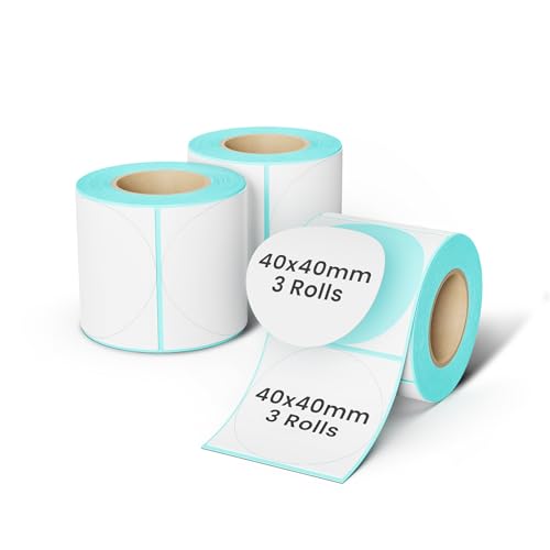 CLABEL 3 rollos de cinta de etiquetas blanca de Φ39 mm para impresora de etiquetas 221B 220B 230B 320B, etiquetas térmicas autoadhesivas para etiquetadora, 160unidades/rollo(Φ1.53')