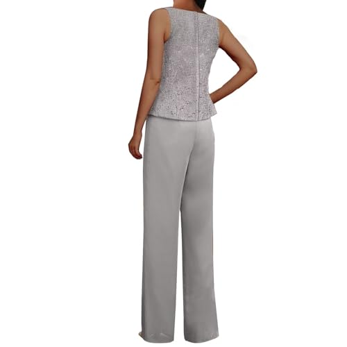 3 Pieces Chiffon Mother of The Bride Pant Suits for Wedding Sequin Grandmother of The Bride Pant Suits with Jacket3