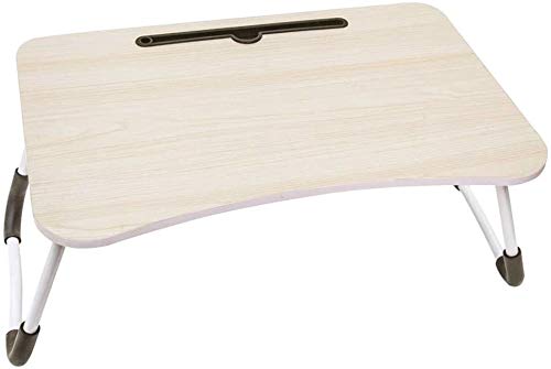 Ex Bed Laptop Table Stand Folding Computer Desk Tray with Ipad Holder Cup Slot Non-slip Legs Foldable and Portable for Studying Working Reading Eating on Bed Sofa Floor (White) SR101-302