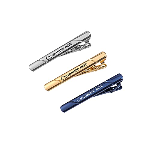 CGFN Herren Personalisierte Krawattenklammer, Krawattenklammer mit Anpassen Text, Klassische Herren Skinny Krawattenklammer für ​Geschäft Hochzeitstag und Alltag (Silber) Cover