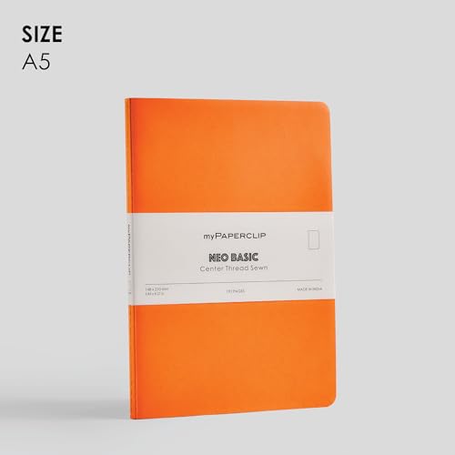 Image of myPAPERCLIP NeoBasic A5 Dot Grid Notebook | 80 GSM, 192 Pages | 250 GSM Soft Card Cover | A5 (5.83 inch x 8.27 inch) | Dotted Bullet Journal | Orange