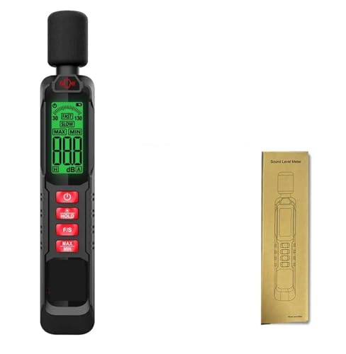 Medidor de decibelios, Sonómetro digital portátil DB Metro, instrumento de medición de ruido de 30 a 130 dB, dispositivo de medición de audio for monitorización ambiental.