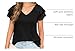 FREEOAK Summer Tops Double Lace Sleeve Shirts for Women V Neck Loose Casual Tee Tunics Black Tops for Women Black L