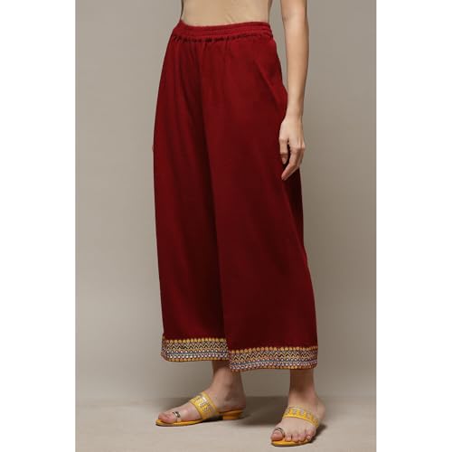 Image of Rangriti Women Polyester Printed Palazzo (RMMWINTERW18264 Red L)