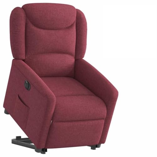 Molumvel - Silla de relajación eléctrica con ayuda al amanecer, color rojo burdeos, con función alargada, respaldo ajustable y reposapiés - Sillón cómodo para ancianos