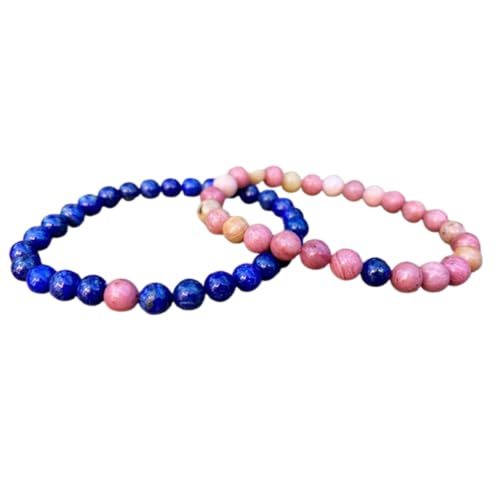 Bracelets amitié et amour en lapis-lazuli véritable avec perles de rhodochrosite