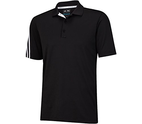 adidas Golf Men's Climacool 3 Stripes Polo Shirt, Black/White/Vista Grey, Medium