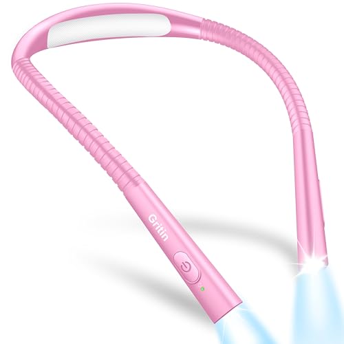 Image of Gritin Book Light, Eye Caring 4-Color&5-Brightness Neck Light Reading Light | Stepless Dimming, 30-min Timer, 80+ Hrs Runtime, Bendable Round Neck Design,Lightweight for Reading, Knitting, Repairing-Rose