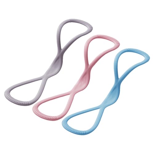 Eastrpupira 3 Pack Figure 8 Resistance Bands for Women, Arm Resistance Bands for Women, for Working Out, Arm, Back, Fullbody Yoga Pulling Rope, Elastic Stretch Bands (Pink 15lbs Blue 25lbs Grey 35lbs)