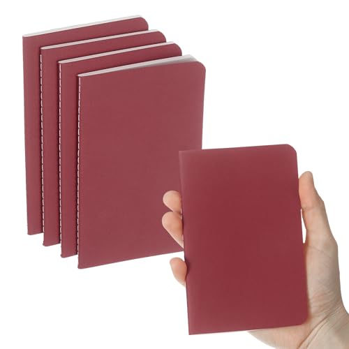 PATIKIL Paquete 6 Cuadernos A6,A6 Mini Cuaderno Kraft Blocs notas rayados Sketchbook Pequeño 3.5x5.5 Pulgadas 30 Hojas para Hombres Mujeres Oficina, Rojo VinoHe