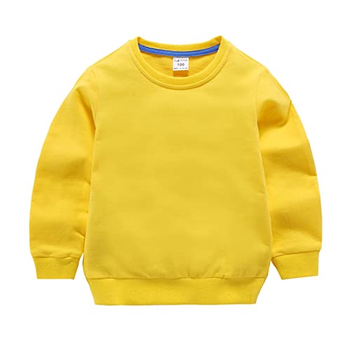 Toddler Baby Boy Girl Solid Cotton Sweatshirt Crewneck Long Sleeve Pullover T-Shirt Tops Spring Fall Clothes