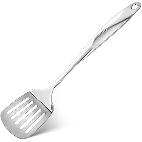 HANSGO Stainless Steel Slotted Turner, Slotted Spatula 15 Inches Cooking Utensils for Kitchen Flipping Grilling Fish Eggs Cover