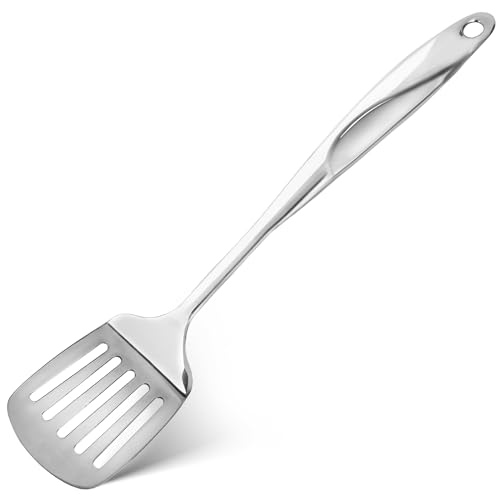HANSGO Stainless Steel Slotted Turner, Slotted Spatula 15 Inches Cooking Utensils for Kitchen Flipping Grilling Fish Eggs