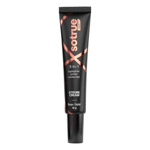 Image of Sotrue Strobe Cream Rose Gold, 18g | Primer, Highlighter & Moisturizer | 3 in 1 Illuminating Makeup Base | Japanese Sakura & Hyaluronic Acid | Dewy Glazed Instant Glow