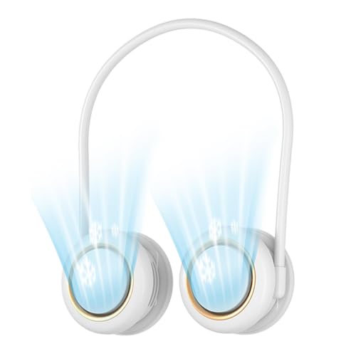 Ventilador de cuello portátil, cuello de ventilador personal - Ventilador de cuello portátil plegable - 3 velocidades Soplador de aire Acondicionador personal recargable para maquillaje y mujeres