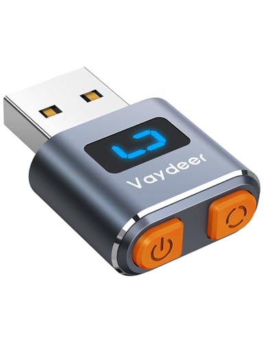 Vaydeer Mini Mouse Jiggler Plug and Play with ON/Off Switch, 100% Undetectable USB Port Mouse Mover with Multi-Tracks Simulate Realistic Random Mouse Movement to Keep PC Awake.