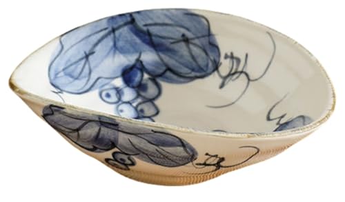 Jinghui 和風小鉢 デザート鉢 盛り鉢 寿司皿 醤油皿 陶器 不規則な 大口径設計 セラミック 手描きの模様 耐久性 軽量 おしゃれ 丸い角 食洗機対応 お手入れも簡単です 調味料用 清バー屋 カフェ レストラン 業務用 家庭用 (A)
