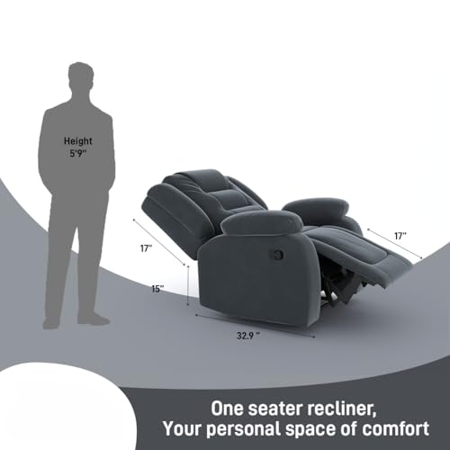 Image of Amazon Brand - Solimo Fraklin | Single Seater Sofa Recliner | Manual Recliner (Velvet Grey)