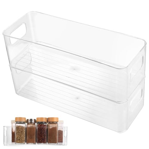 qxayxa 2 Pcs Boite Rangement Frigo Transparent, Bac Rangement Frigo Cuisine Garde Manger avec Poignée, Organisateur Cuisine Placard Empilables, pour congélateur et...