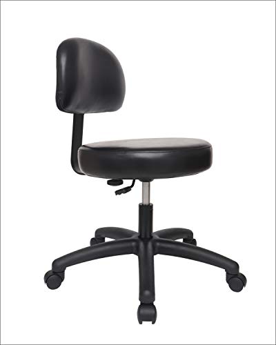 Chair Master Adjustable Chair for Exam Rooms, Labs, Doctor and Dentist offices. EASY to CLEAN! 17"-22" Seat Height NO FOOTRING (Low Desk Height, Black)