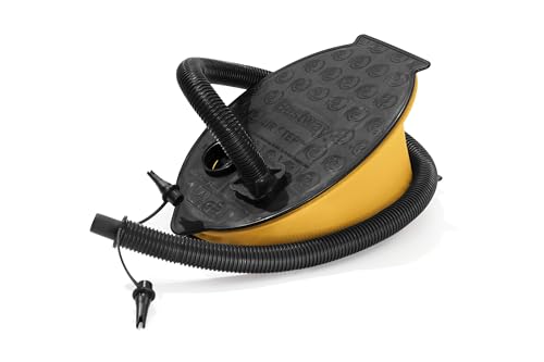 BESTWAY 62004 - Inflador De Pie Air Step Air Pump 28x19 cm con Manguera Flexible y Adaptadores para Diferentes Válvulas de Inflado con Movimiento Arriba-Abajo