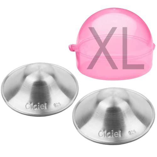 Image of The Original Silver Nursing Cups - Nipple Shields for Nursing Newborn - Newborn Breastfeeding Essentials Must Haves - Nipple Covers Breastfeeding - Postpartum Cover - (X-Large (Pink Case))