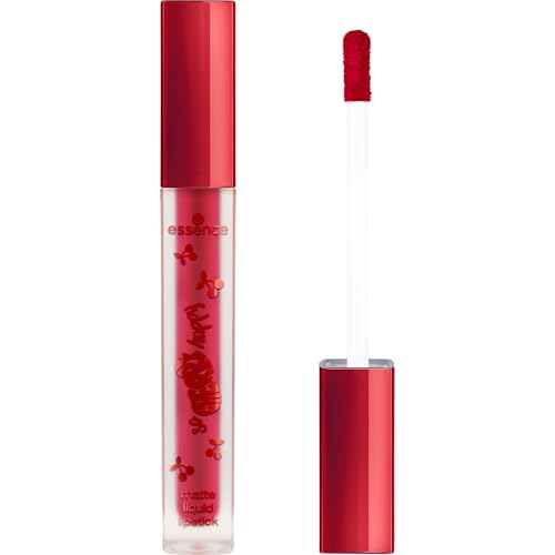 essence SO CHERRY happy matte liquid lipstick, Nr. 01, Rot, sofortiges Ergebnis, matt, vegan, ölfrei, ohne Parabene, ohne Mikroplastikpartikel, 1er Pack (4ml)
