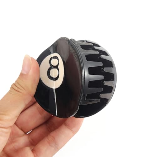 Black 8 Ball Golf Club Hair Claw Clip for Women, 5.4cm/2.12 inches, Acetate Hair Claw 2Piece