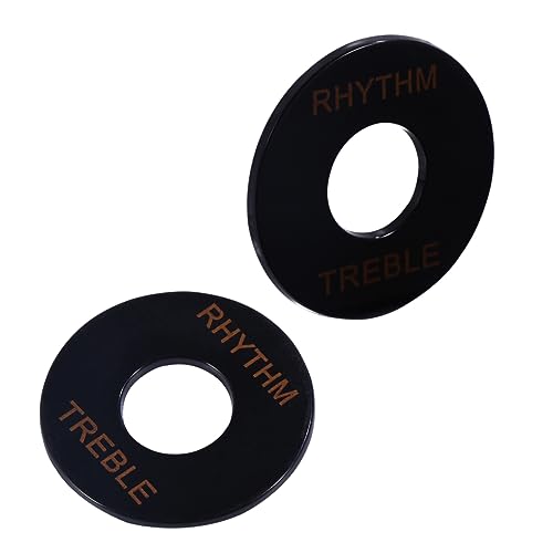 VINTORKY エレキギター用トグルスイッチプレート リズムトレブルワッシャーリング ギターパーツ アクセサリー 交換用 黒色プラスチック製 金色エンボス加工