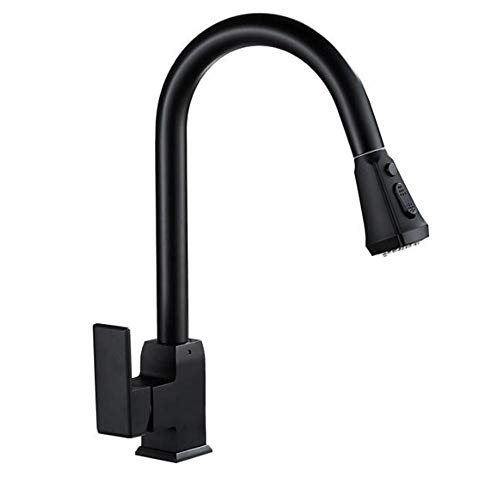 Mitigeur évier cuisine noir avec douchette extractible rotative eau chaude froide
