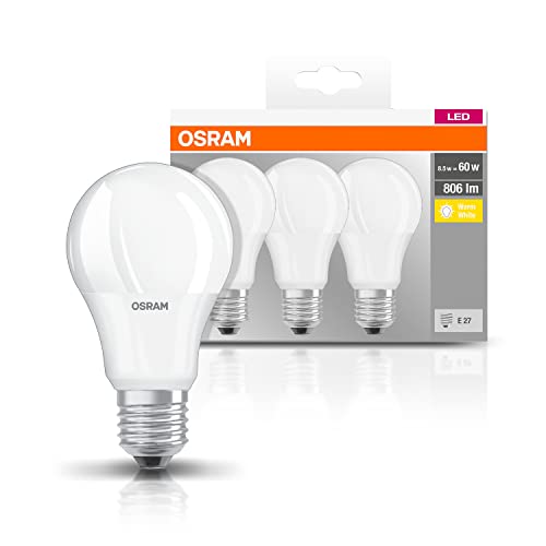 Osram LED-Lampe | Sockel E27 |Warm White (2700 K) | ersetzt Glühlampen mit 60 W | 9,00 W | Matt | LED BASE CLASSIC A - 4