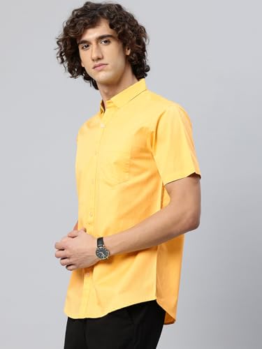 Image of Majestic Man Slim Fit Pure Cotton Half Sleeve Solid Casual Shirt