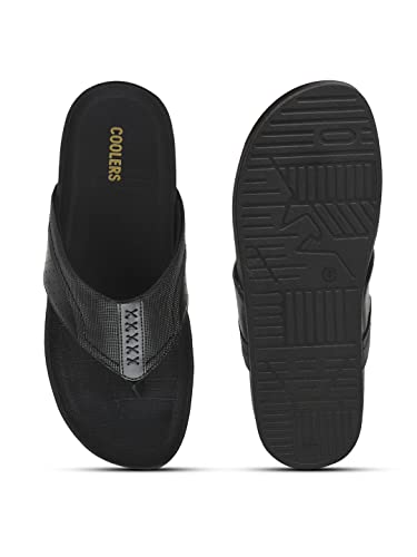 Image of Liberty Coolers Fast-2 Casual Slipper for Men - Black & Tan | Slip-on /Flats Slippers - Durable and Lightweight | Comfortable and Soft Outsole for Everyday Wear - Cushioned Footbed | Home Footwear