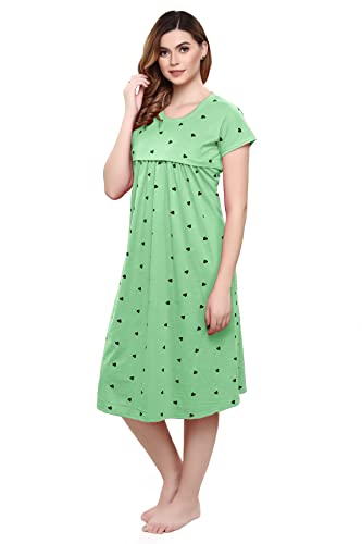 Image of TIGYWIGY Women's Cotton Printed Knee Length Maternity /Feeding /Nursing Nighty