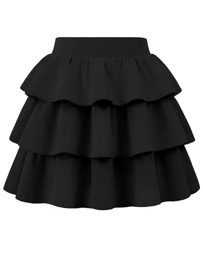 Image of KEREDA Girls Skirt Kids Casual 3-Layer Ruffle Skort School Uniform Skirts for Girls
