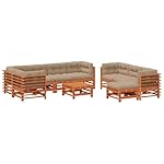 Gartenlounge Set Kiefernholz massiv Wachsbraun 10-teilig