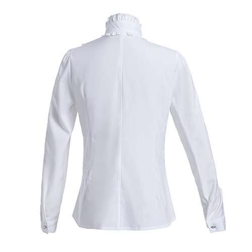 Taiduosheng Women Shirts Lace Ruffle Neck Stand-Up Collar Button Down Blouse Long Sleeve OL Shirt Tops M White steampunk buy now online