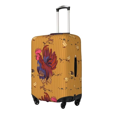 Elastic Travel Luggage Cover,Chicken And Rooster Dust-Proof Anti-Scratch Suitcase Cover Washable Suitcase Protector2