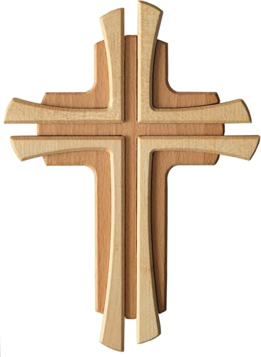 Kaltner Présente Croix murale en bois de hêtre véritable 35 cm moderne - Wall Art - Croix murale - Chambre à coucher
