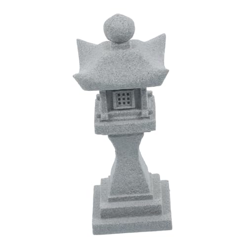 AOKWAWALIY Farol de Piedra de imitación Ornamental, Figura de jardín, decoración de Mesa, decoración de jardín, decoración para el hogar, pequeña Pagoda, Estilo japonés, bonsái, Adorno, Peces, Arena,
