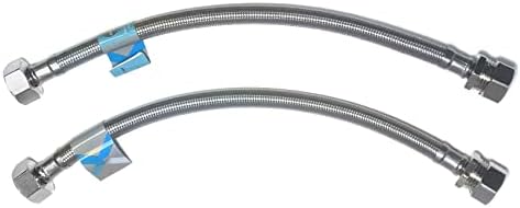 Xcel Home 2 x 300mm 1/2"BSP x 15mm Compression Flexible Connectors | DIY Replacement Boiler Kitchen Bathroom Flexi Pipes