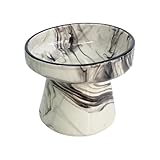 Handmade Elevated Raised Food Bowl, Ceramic Cat Food or Water Bowl, Stress Free, Anti Vomiting, Whisker Friendly (Black)