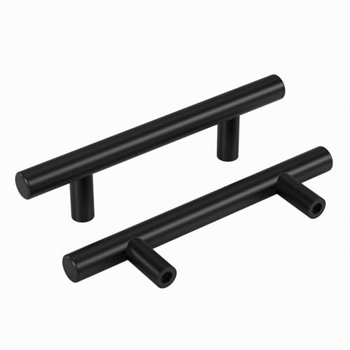 Image of homdiy Black Cabinet Handles 30Pack 3inch Hole Center Kitchen Drawer Pulls and Knobs Stainless Steel Cabinet Hardware for Bathroom, Cupboard