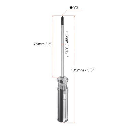 sourcing map Magnetic Y Tip Screwdriver 75mm Length Y3 Steel 3 Points Head Screw Driver with Non-Slip Handle for Appliances Repair Improvement, Black - Image 3