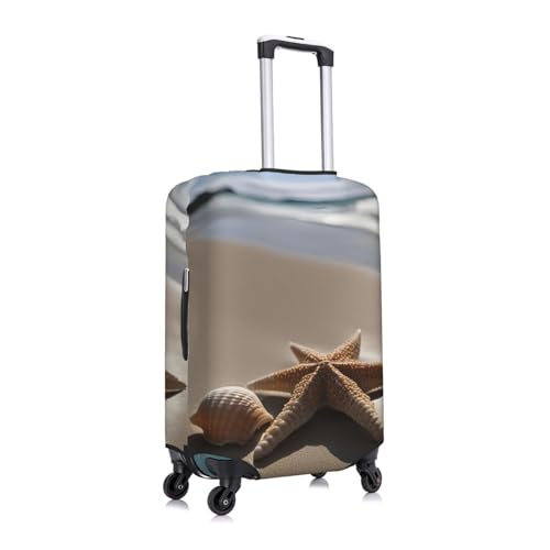 Starfish Seashell Sandy Beach Print Elastic Washable Baggage Protector Universal Suitcase Cover Travel Luggage Cover3