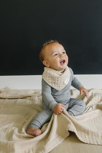 Image of Mebie Baby Muslin Quilt, Oatmeal, 100% Cotton Baby Blanket for Girls & Boys, Newborns to Toddler, Soft Swaddle Blanket, 47 inchx47 inch